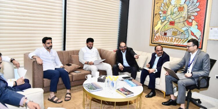 Lokesh meets GMR officials