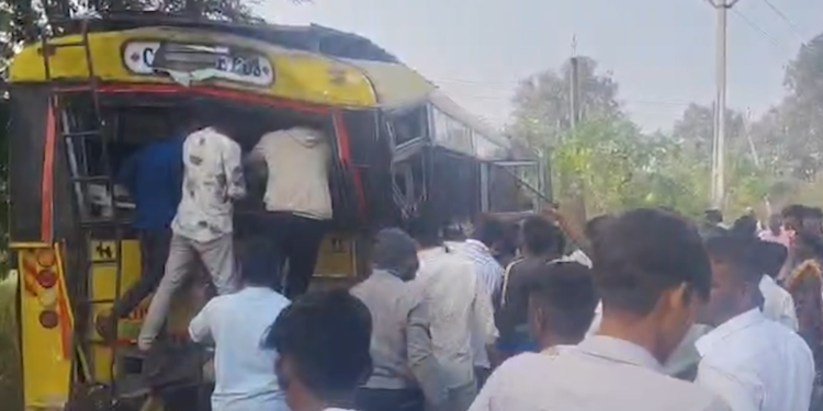 A speeding lorry hit a school bus in Chittoor, injuring 15 students. Police launched an investigation into the accident.