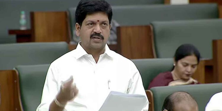 Kollu Ravindra delivering Assembly speech on Andhra Pradesh mineral resources