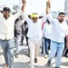 Bandla Ganesh offering prayers after completing 507 km Sankalpa Yatra at Tirumala Alipiri