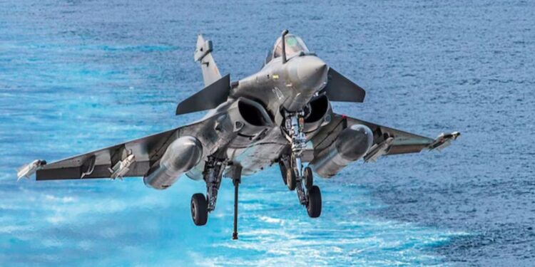 Indian Air Force Rafale fighter jet during combat exercise