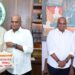 Bandla Ganesh presenting Tirumala prasadam to CM Chandrababu Naidu
