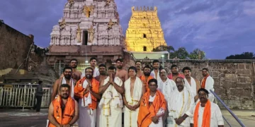 Madhav and other BJP leaders had the darshan of presiding deities at Srisailam ahead of PM Modi's visit in a week.