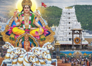Lord Venkateswara on Surya Prabha Vahana during Rathasaptami celebrations at Tirumala