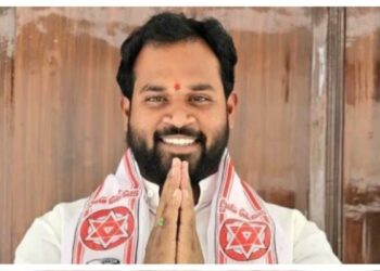 Arava Sridhar appearing before Jana Sena disciplinary committee in Railway Koduru