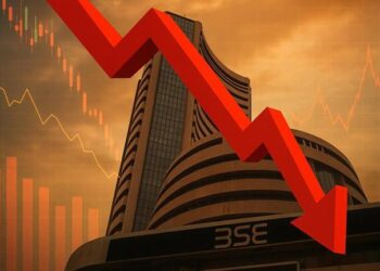 Stock market screen showing Sensex fall amid IT stock sell-off