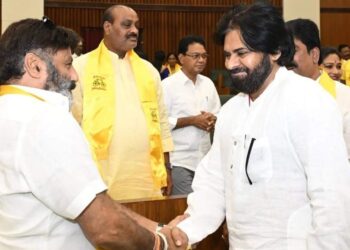 Pawan Kalyan and Balakrishna meeting inside AP Assembly chamber