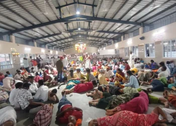 Devotees waiting in queue for Sarva Darshan at Tirumala